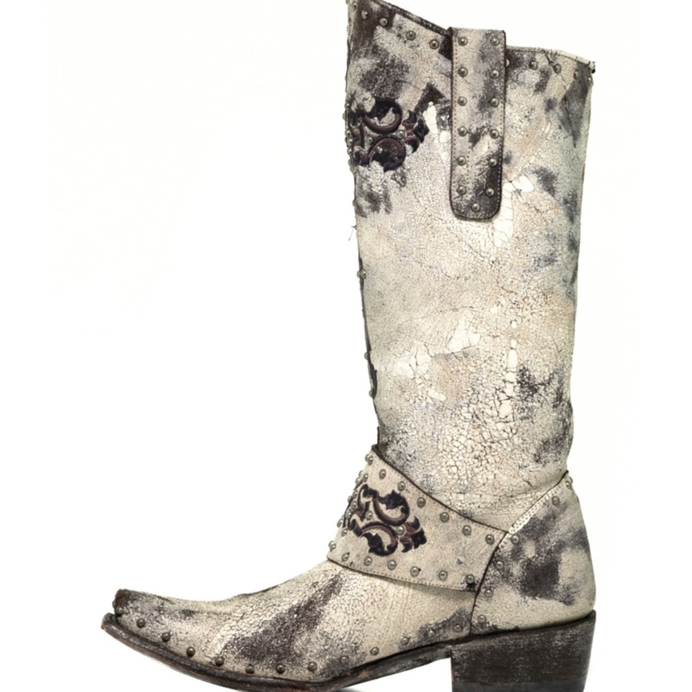 Old Gringo Women's Krusts 13" Silver and Chocolate Studded Leather Boots - Picture 6 of 12